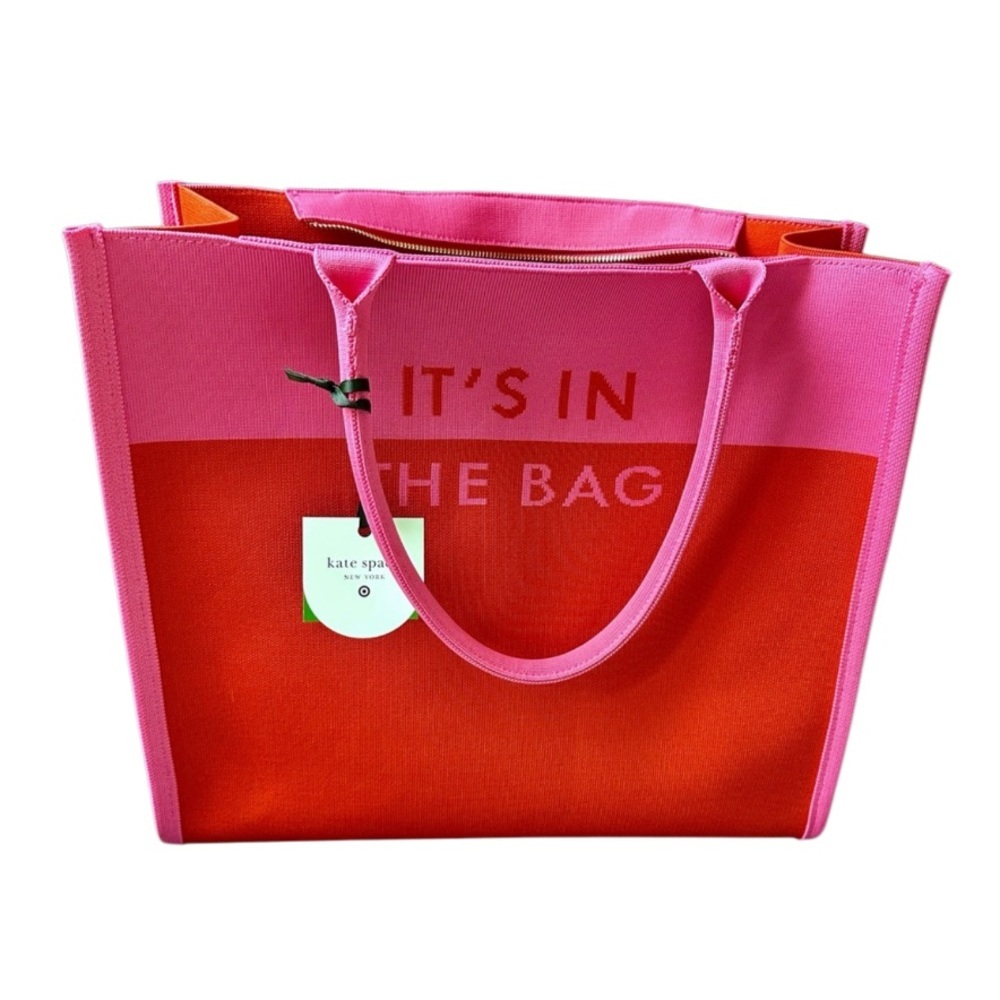 Kate Spade x Target Colorblock Pink Red Large Knit Tote Bag - Picture 8 of 10